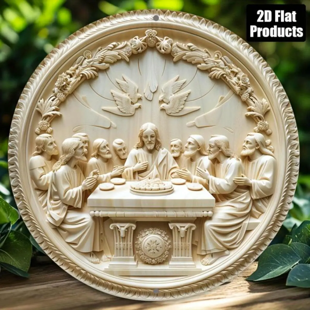 1PC Round Aluminum Metal Decorative Plate, The Last Supper Theme, Suitable for Bar Kitchen Coffee Shop Home Living Room Office Decoration, Party Decoration, Holiday Gift, 8x8inch