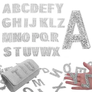 52-Piece Self-Adhesive A-Z Glitter Embellishment Stickers with High Temperature Hot Fuse Technology, Non-Falling Crystal Iron-On Letter Patches for Clothing, Hats DIY Crafts Summerwins