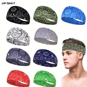 4Pcs Classic Paisley Bandana Print Headbands, Non Slip Moisture Wicking Wide Sports Headbands, Stretchable Unisex Boho Head Wraps for Running Yoga Gym Music Festival Daily Wear Men Women