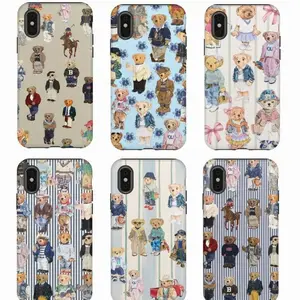 Teddy Bear Cartoon Graphic Heavy-Duty Shockproof Rubber Cellphone Case, Preppy Aesthetic Protective Casing, Stylish Fashion Fan Gift Phone Accessory, Compatible with iPhone 17 Pro Max, 16, 15, 14, 13, 12, 11