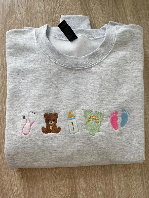 [MADE IN US] Embroidered NICU Nurse Sweatshirt, PEDS Nurse Crewneck, Nurse Appreciation Gift ,Cozy Medical Pullover, Embroidered Cotton Fabric