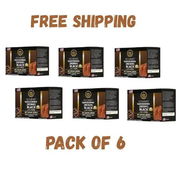 Eternal Gourmet Ganoderma (REISHI) Black Coffee 2 in 1 Made in USA Cafe Negro con Ganoderma Eternal Beverage Nata de ganoderma (Pack of 6)