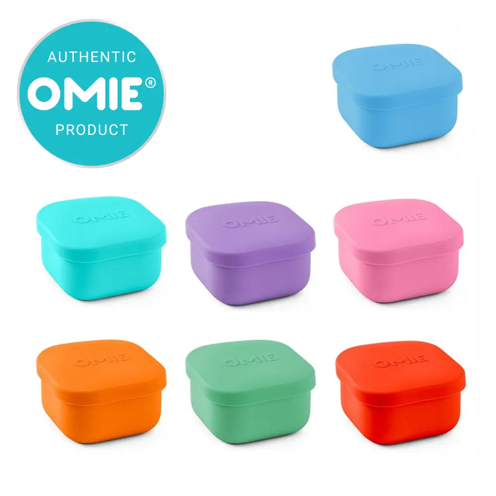 OmieLife OmieSnack Square Silicone Food Storage Container - 9.4 oz (1.2 cups) Kitchenware Accessory with Airtight Leakproof Lids, BPA-Free Oven-Safe Non-Toxic Freezeable Leakproof Lunch Box - TTS, Food Storage Containers
