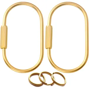 Gold Brass Key Rings, Purse Bag Charms for Handbags, Screw Lock Key Organizer, Carabiner Keychain Clip for Keys