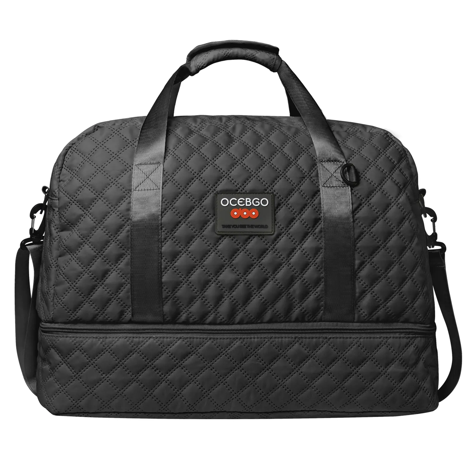 OCEBGO Large Travel Duffle Bag Casual Sport Duffel with Rhombic Design Spacious Storage for Weekend Trips Fitness Gear & Overnight Use Durable & Portable