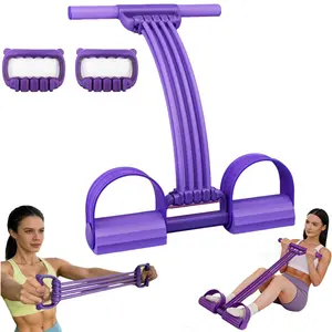 3-in-1 Multifunctional 8-Tube Pedal Resistance Device with Handles, Adjustable Durable Elastic Bands, Home Gym Kit, Workout Accessories for Full Body Abs, Arms, Legs, Back Training