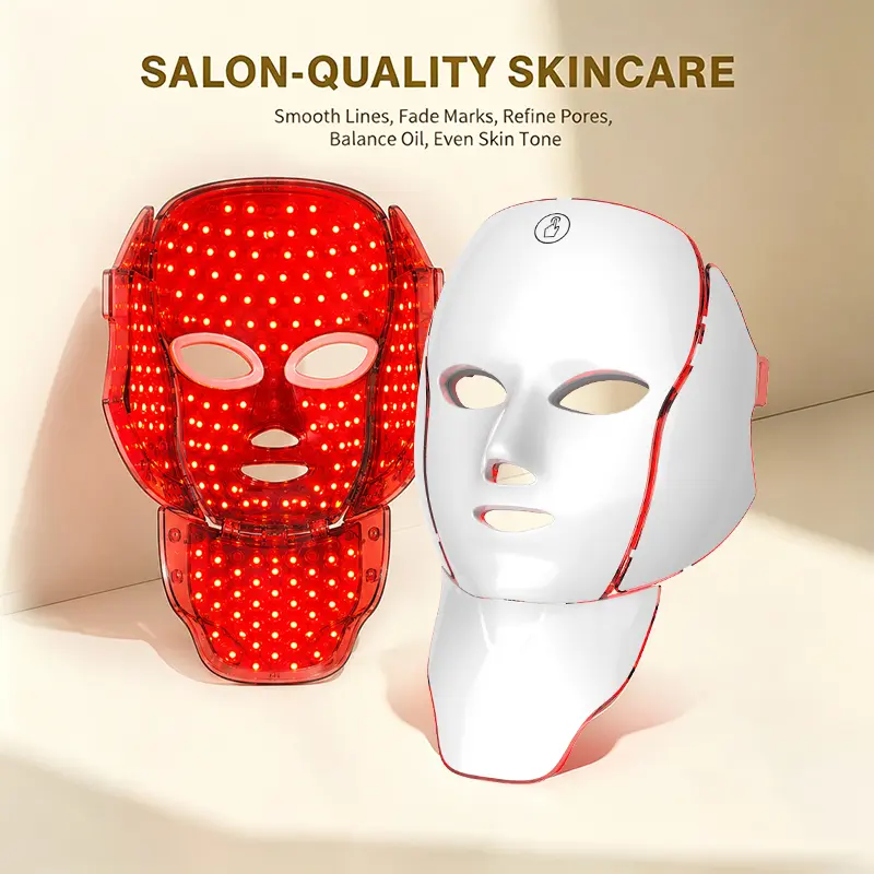 RIANUP Cordless 7-Color LED Face and Neck Mask - 138 LEDs Rechargeable Light Therapy Device for Daily Skin Radiance, Smooth Fine Lines & Home Spa Routine - Portable Facial Care Tool for Women esthetics