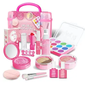 Girls Makeup Toys for Kids Pretend Play, Kids Vanity, Complete Makeup Set for Ages 3+, Parent-Child Interaction Toy, Perfect Gift for Christmas & Birthdays