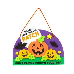 6 1/2" x 4 1/2" Religious Halloween Pumpkin God’s Patch Sign Foam Craft Kit - Makes 12