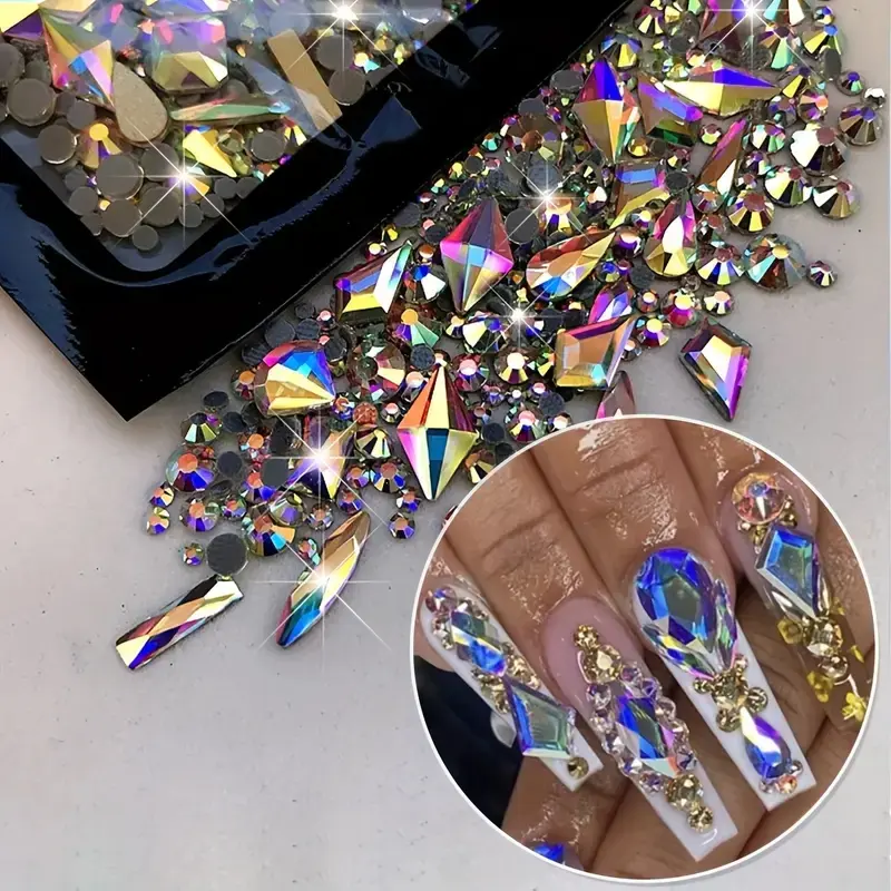 400 Shiny Round Flatback Glass Rhinestones & 20 Unique Beads, Multi-Color Nail Art Decorations, Bling Rhinestone Decoration, Perfect for DIY Designs, Elegant Rhinestone, Nail Art Supplies, Nail Art Accessories