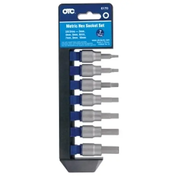 OTC 6170 Metric Hex Bit Socket 7-Piece Set (3mm-10mm, Incl. 4mm,5mm,6mm,7mm,8mm), 2-Piece Design, S2 Steel Construction, 20% Longer Service Life