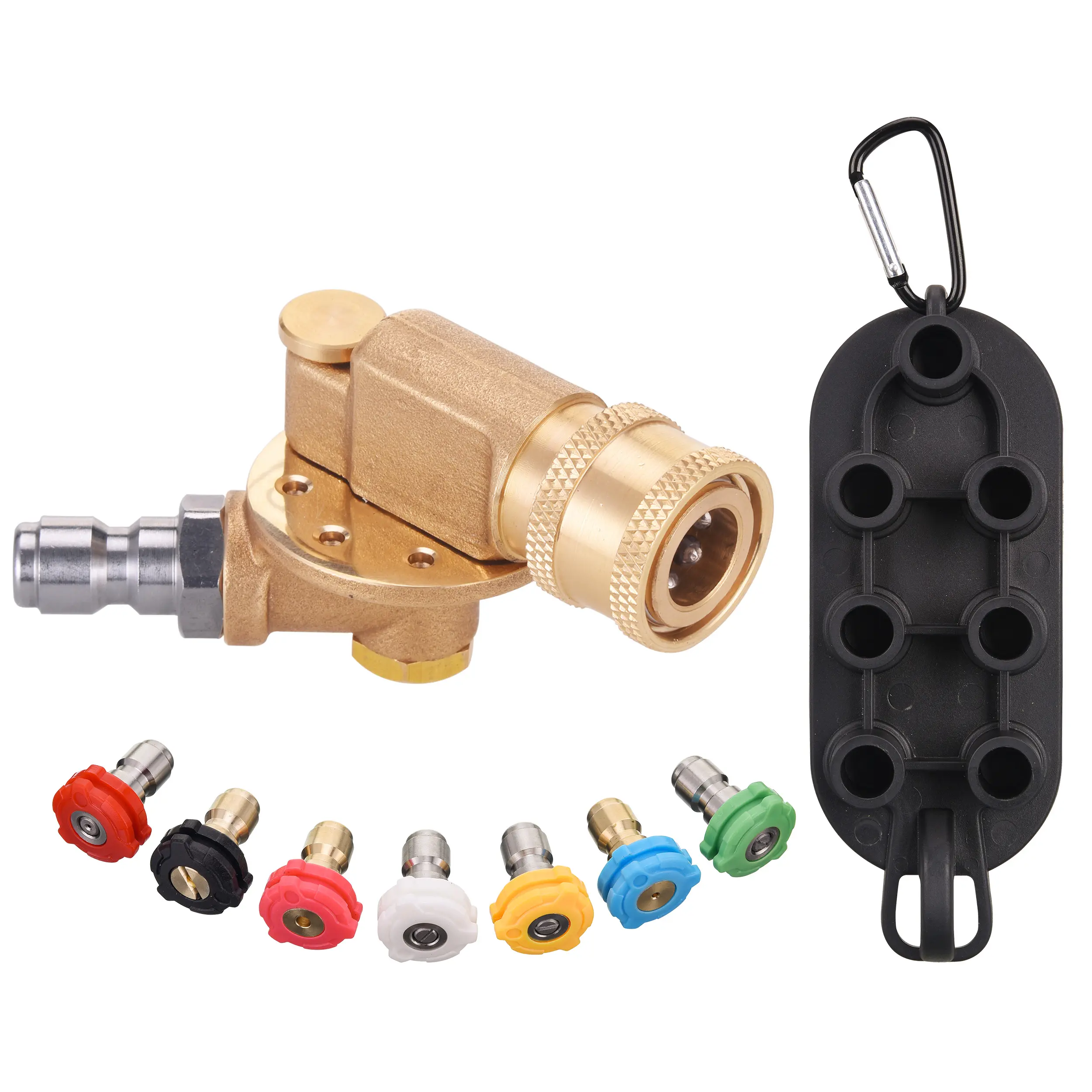 PWACCS Pressure Washer Accessories Kit - 7 Adjustable Nozzles with Holder, 1/4"-Quick Connect for Easy Attachment, 4500 PSI High-Pressure Tool for Home & Garden Use