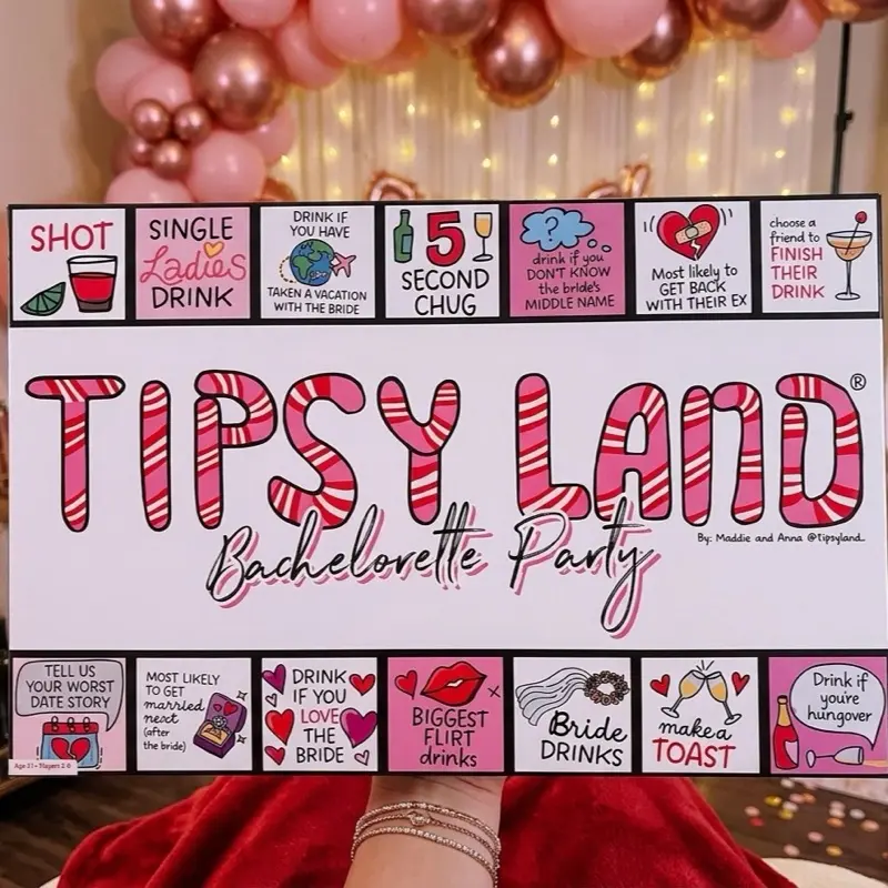 Tipsy Land Dice Party Board Game - Age 21+ Boredom Buster, Endless Fun for Bachelorette/Girls Night, Adults Gifts