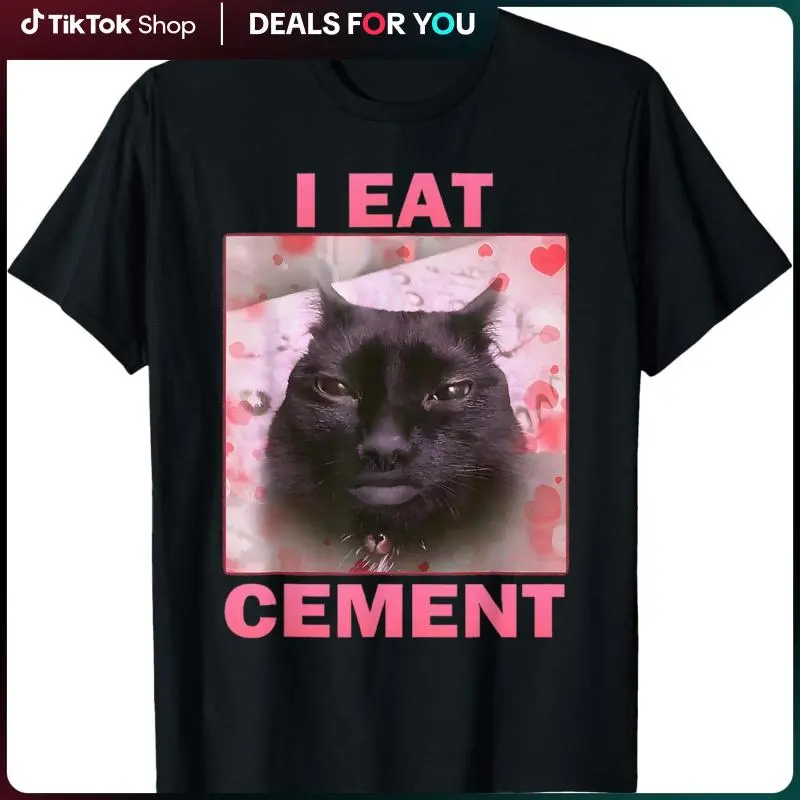 I Eat Cement Cursed Cat Funny Oddly Specific Weird Meme T-Shirt Christmas gifts  Plus size 4XL 5XL