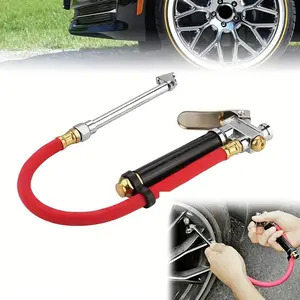 Tire Inflator with 12 Inch Air Hose, 10-120 Psi Dual Head, Metal Structure, Rubber Hose Lock, Suitable for Cars Trucks Motorcycles, Tire Inflator Tool, Tire Inflation Tool, Automotive Tire Inflator