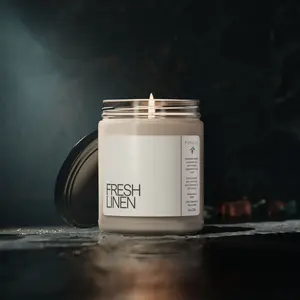Fresh Linen Candle - Crisp Cotton Blossom with Violet and Powder Base