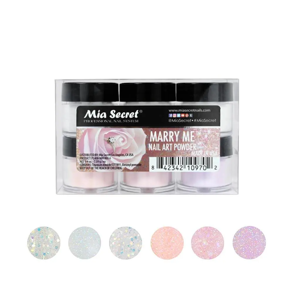 Mia Secret Marry Me Classic Formal Acrylic Nail Art Powder Multi-Pack, 6-Piece Nail Art Kit, Colorful Decorative Supplies, Long-Lasting, UV Lampless, Reliable Performance for Beauty & Personal Care, Decorative Nails, Acrylic Nails