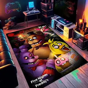 Five Nights at Freddy's 26 Cartoon Print Carpet, Home Living Room Bedroom Office Chair Under Carpet, Gift for Family and Friends, Christmas Decorative Area Rug