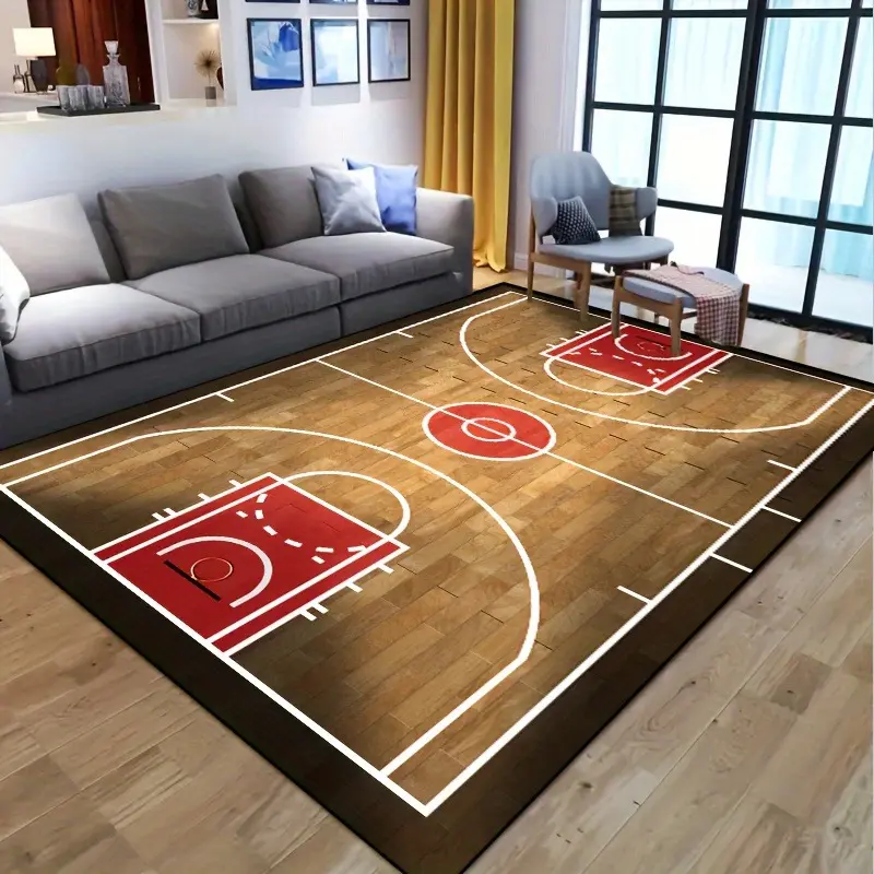 1pc Basketball Court Non-slip Rug, Machine Washable Rugs, Carpet for Living Room Bedroom Nursery Room, Outdoor Patio Garden Yard Decorative Rug, House Decor Rug, Home Decor, Room Decor, Indoor Floor Mat