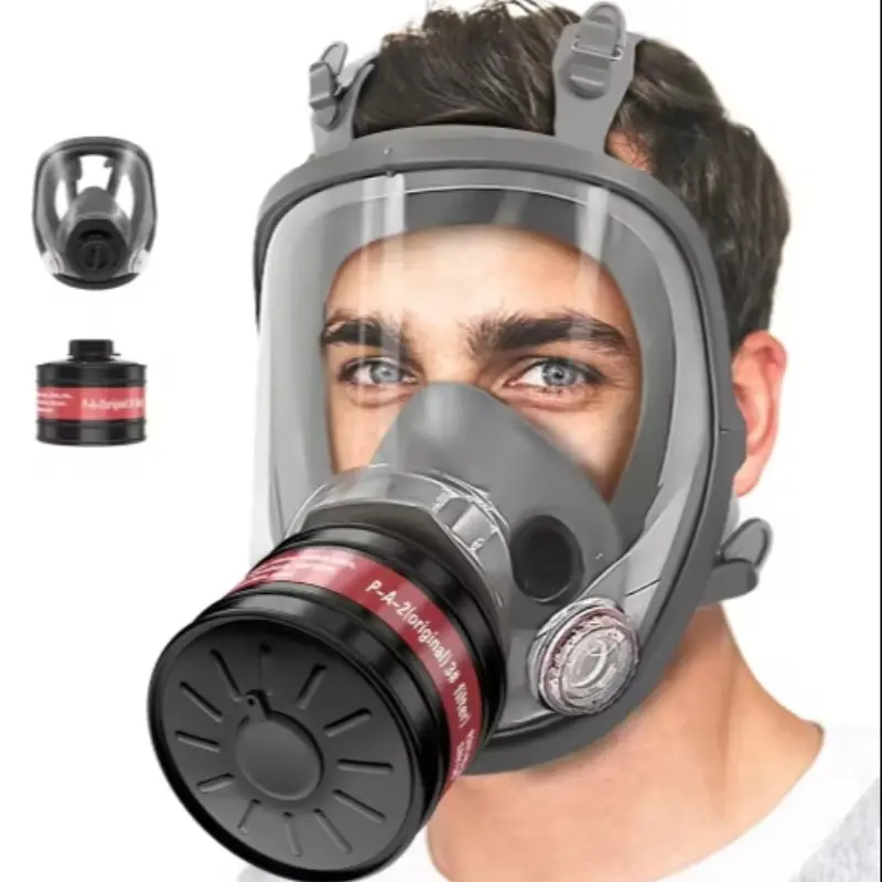 Half Face Dustproof Gasproof Respirator Set, Industrial & Firefighting Safety Breathing Apparatus for Paint, Coal, Biochemical Protection