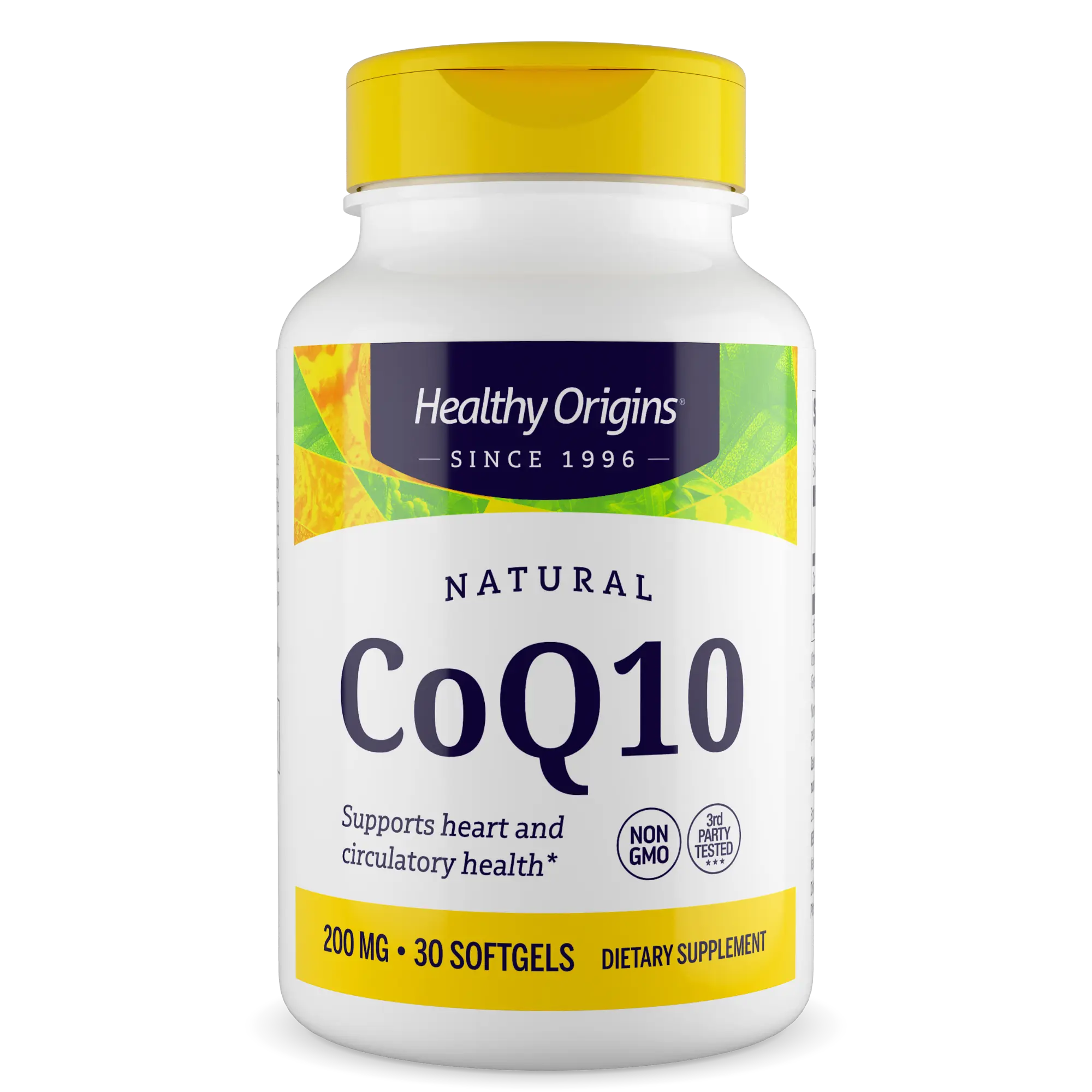 Healthy Origins - CoQ10 200mg Dietary Supplement Supports Heart Circulatory Health - 3 Sizes