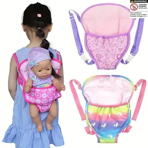 Doll Carrier Backpack, 1 Count Cartoon Pattern Doll Accessories, Front and Back Carrier with Straps for 15 Inch to 18 Inch Dolls, Doll Accessories for Girls