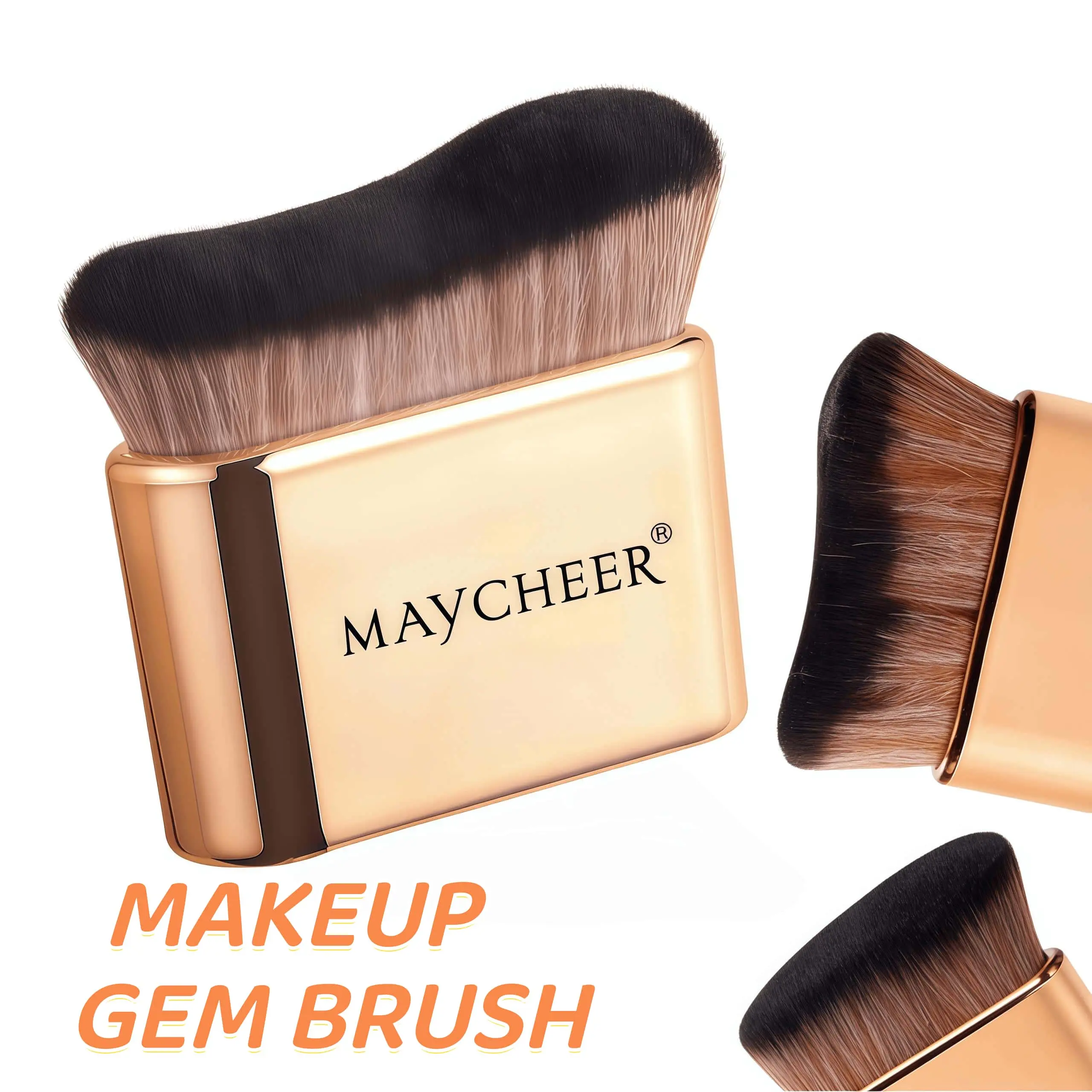 Women's Chic Elegant Pink Gold Compact Multi-Purpose Kabuki Brush - Large Fluffy Tool for Effortless Smooth Blending of Foundation, Loose Powder, Self-Tanner - Birthday Party Gift for Home Festive Supplies, Daily Makeup, Elegant Pink Gold Styling