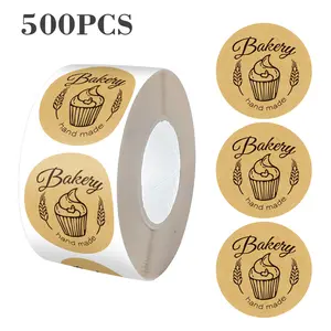 500pcs Roll Cupcake Stickers, Handmade Round Labels for Commercial Decoration, Wedding Gifts, Easter Gifts, Graduation Decorations, Adhesive Stickers