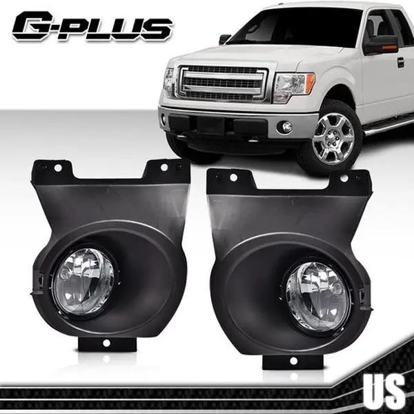 G-PLUS Smoked Front Bumper Driving Fog Lights Pair Set with Bulbs, Concentrated Auxiliary Lights Cars Accessories for 2011-2014 Ford F150 Night Driving
