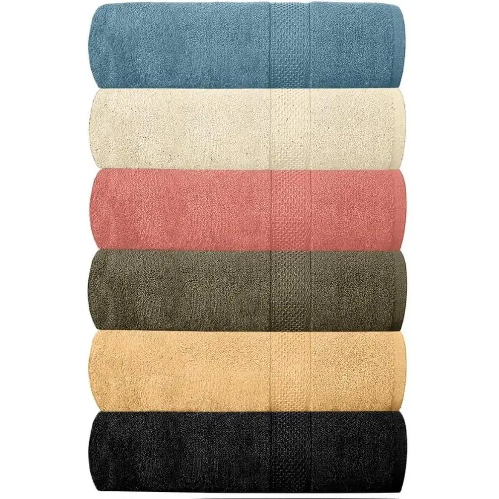 QUBALINENZ Hotel & Spa 100% Cotton Bath Towels Pack of 6 Ultra Soft Quick Dry Lightweight Highly Absorbent Multi-Color 24" x 48" for Shower Spa Gym Pool Hotel Resort Daily Use