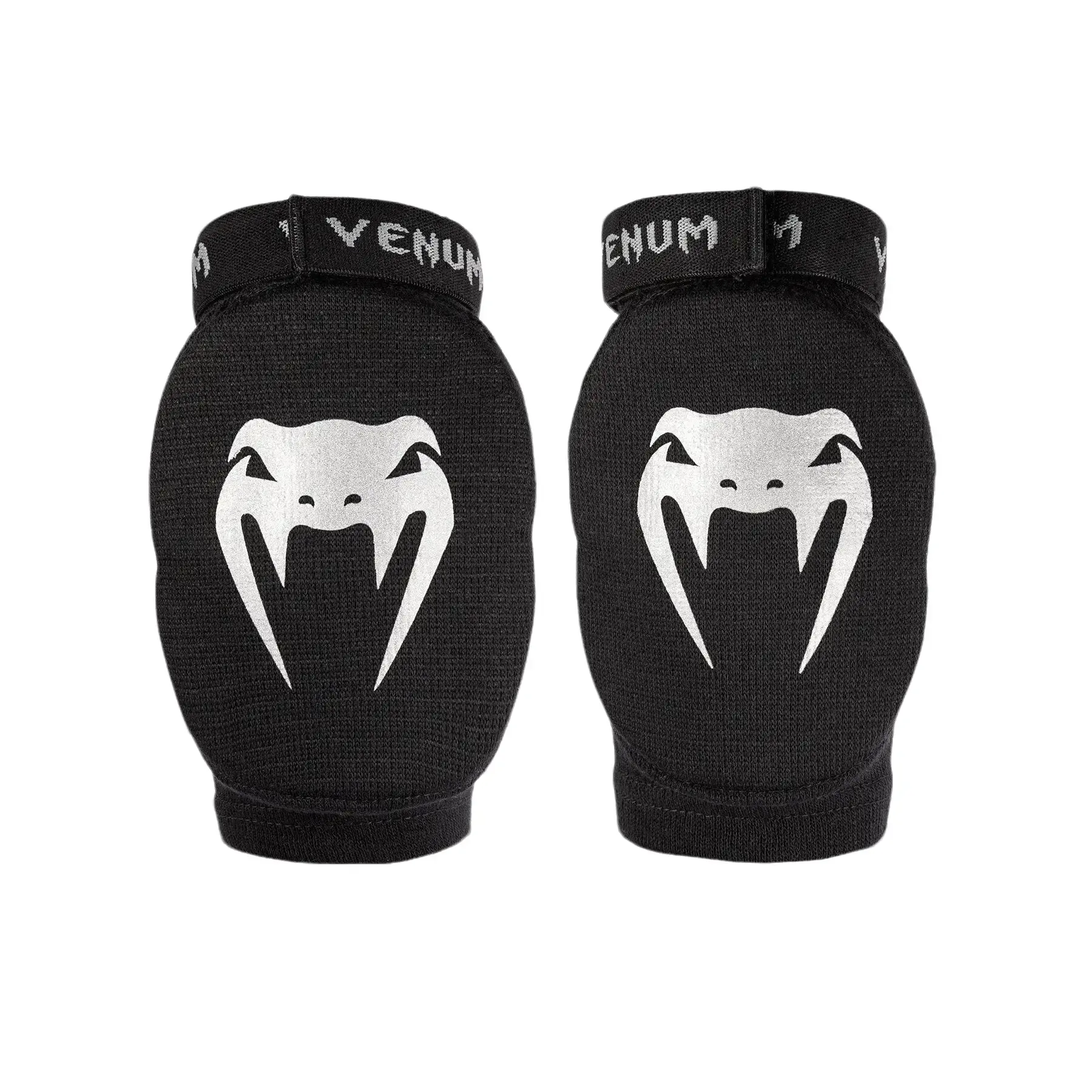 Venum Kontact Elbow Guards, Quick-Dry Athletic Protective Gear - Black/Silver