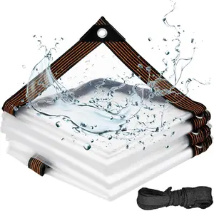 Clear Tarps Waterproof with Grommets 6mil Plant Cover Sheeting 6'6"x9'9" Tarpaulin Freeze Protection for Outdoor Indoor Greenhouse Patio Deck Porch Chicken Coop Rabbit Cage Dog Kennel