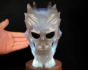 6.7" Premium Brazilian Agate Carved Crystal Mask Skull with Led Stand,Super Realistic, Crystal Healing