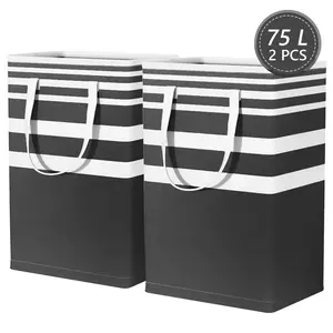 2-Pack 75L Laundry Hamper Collapsible Waterproof Laundry Basket with Easy Carry Handles Freestanding Tall Clothes Hampers for Laundry Bedroom Bathroom