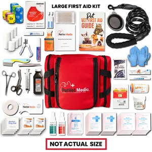 PetVet Medic Pet First Aid Kit - Dog Emergency Kit with Thermometer, Bandages, Wound Care, Pet  Health Supplies, Travel Bag & Essentials. Survival Equipment Set