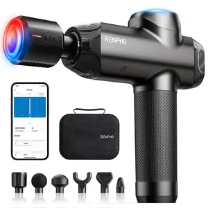 RENPHO Massage Gun Deep Tissue with Heat and Cold, Percussion Muscle Massage Gun Bluetooth with 12mm Amplitude, Handheld Massager Gun, Spring Glow Up Power+ Thermacool