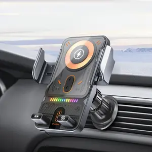 Automatic Open-Close Wireless Car Phone Holder, Multifunctional Charger, 15w Wireless Car Charger, One-Click Rotation, Auto Clamping, Installable on Vent Outlet, Fast Charging