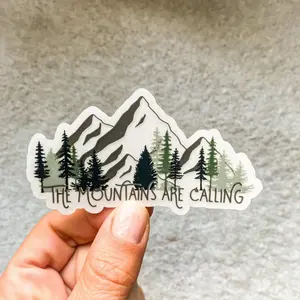 2PCS/SET Natural Mountain View Decor Sticker For Car Window, Sticker For Cars, Car Decoration, Layered Mountains + Pine Forest Themed Decor Fills With Mountain Natural Vibe Enhances Recognition Fits Multiple Daily Trend Scenarios