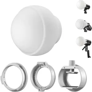 GODOX ML-CD15 Softbox Diffusion Dome Kit with 3 Adapters for godox V1 AD100PRO AD200PRO V860III V860II V850II TT685II TT685 TT600 TT560II TT520II TT660S AD200 ML30 ML30Bi ML60 ML60Bi AD300PRO AD400PRO Camera Accessories Foldable Silicone Smartphone Flash