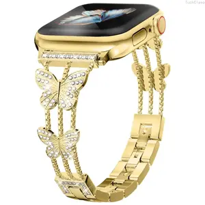 Butterfly Diamond Apple Watch Band, Stylish Metal Bracelet for Series & SE (38–49mm), Sparkling Elegant Replacement Strap for Everyday & Spring Wear