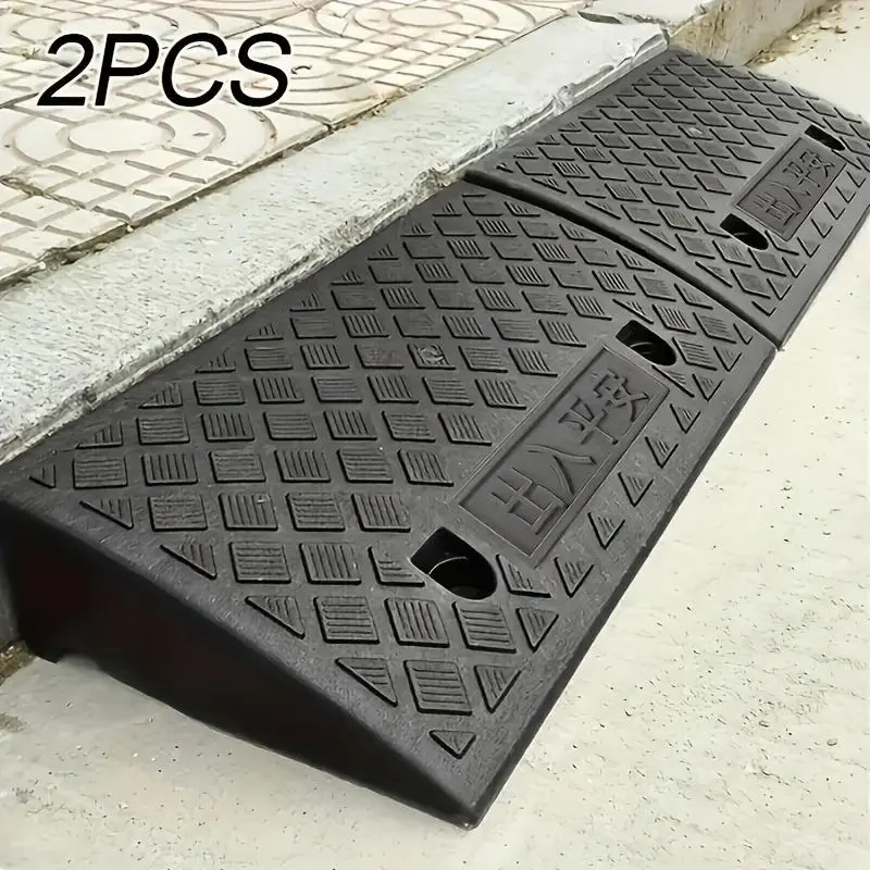 2pcs Heavy-Duty Portable Plastic Threshold Ramps with Non-Slip & Threshold - Lightweight Suitable for Sidewalks, Cars,, Motorcycles,, Pets - Ramp for Curb, Driveway, for Use for,, Housewives