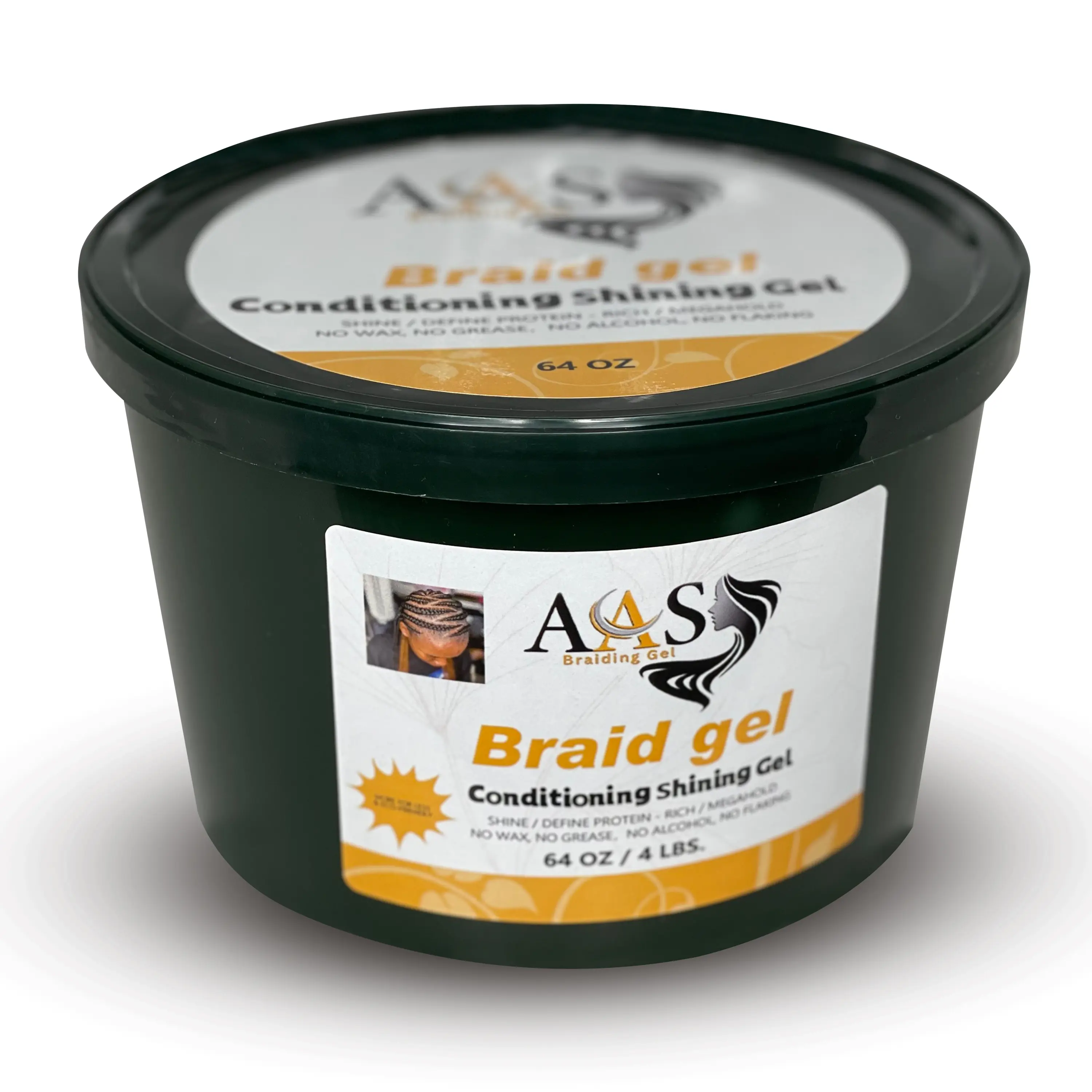 AAS Braiding Conditioning Shining Gel, Extreme Hold, Long Lasting, different sizes 64oz