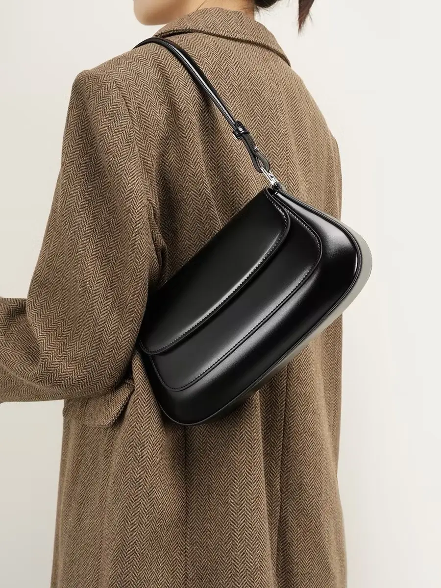 Women's Genuine Leather Crossbody Bag - High-End Fashion Single-Shoulder Underarm Saddle Bag for Versatility Fashionable Unique Bags Handbag Sling Bag
