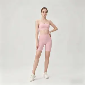 ROROlemon 2-Piece Yoga Set Y-Strap Sports Bra   High Waist Biker Shorts