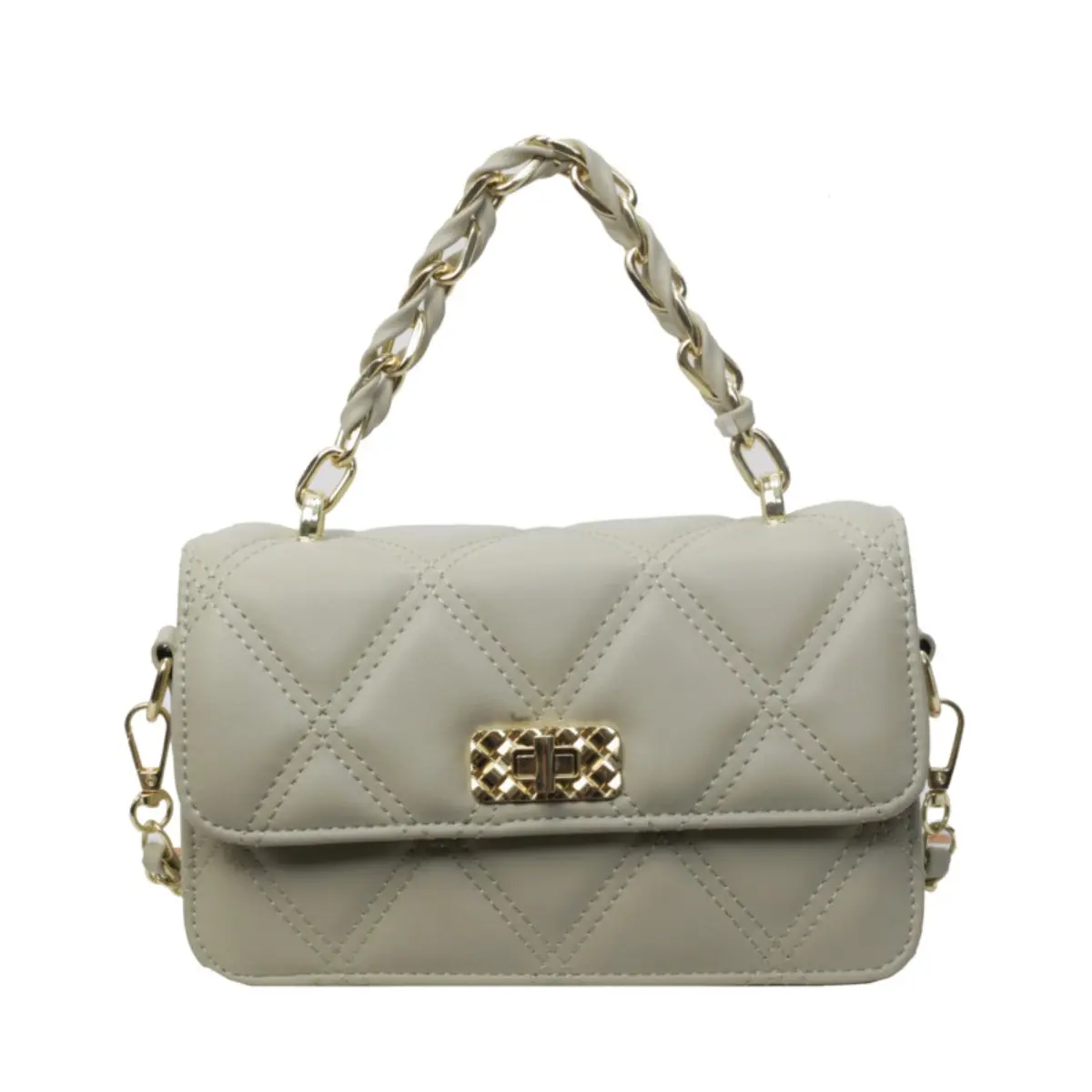 Women's Classic Quilted Chain Crossbody Bag, Gold Turnlock Flap Purse, Convertible Top-Handle Shoulder Handbag, Multiple Colors Available