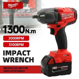 Milwaukee 18V Cordless Electric Wrench 800N.M Brushless Impact Wrench with 12.0Ah Battery & Charger for Professionals