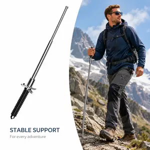Heavy Duty Stainless Steel Hiking Trekking Pole - Tactical Survival Walking Stick with Anti-Slip Grip, Adjustable Telescopic Shaft, Rustproof Build, Strong Load-Bearing for Camping Sports & Outdoor Use