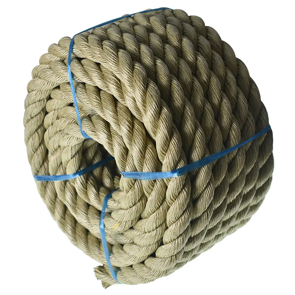 findmall 3-Strand Manila Marine Rope, 50ft/100ft Weatherproof Synthetic Tension Rope with Shock Absorption for Farm & Nautical Crafts, Synthetic Rope