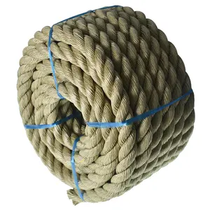findmall 50ft/100ft Manila Rope 3 Strand Dock Cordage Farm Fitness Nautical Crafts