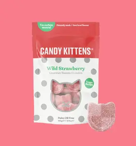 Candy Kittens Vegan Gummies - Wild Strawberry Flavor  Vegan Candy British Candy Vegan Gummies European Candy